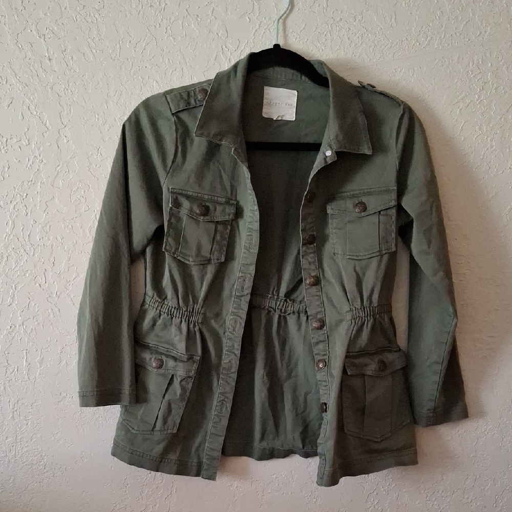 Copper Key Green Utility Jacket with Sturdy Cotton and Rolled Sleeves